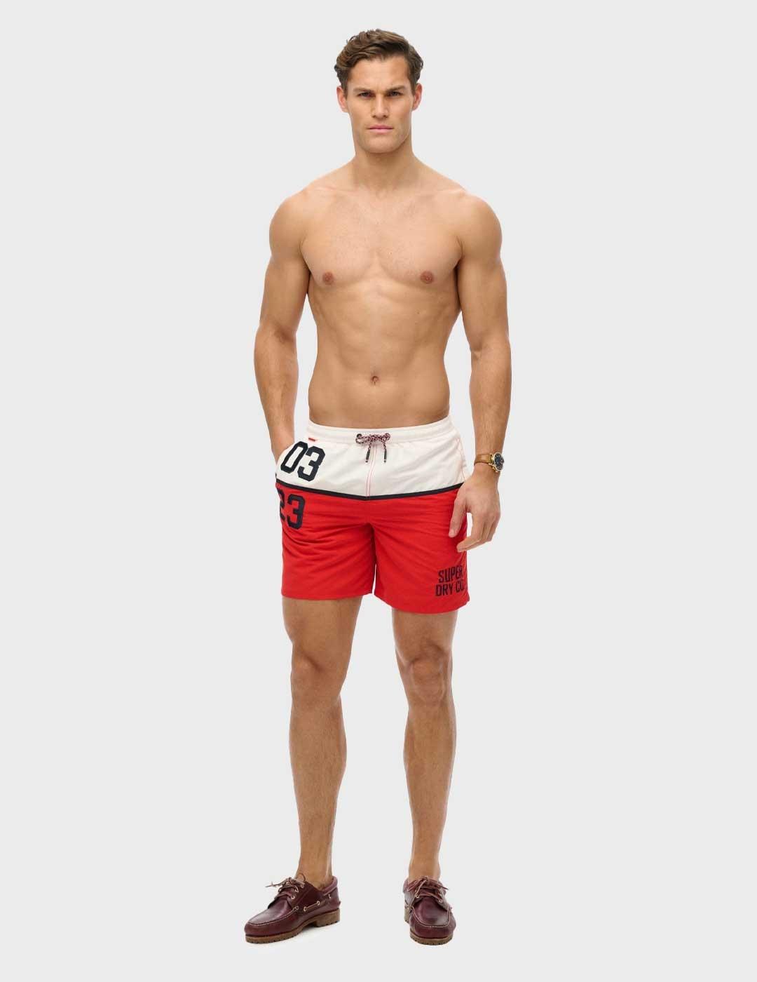 Superdry Nautical bañador rojo para hombre