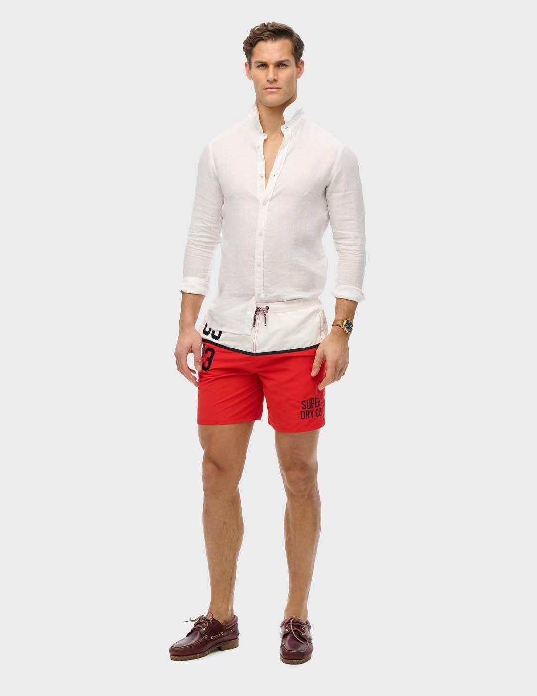 Superdry Nautical bañador rojo para hombre