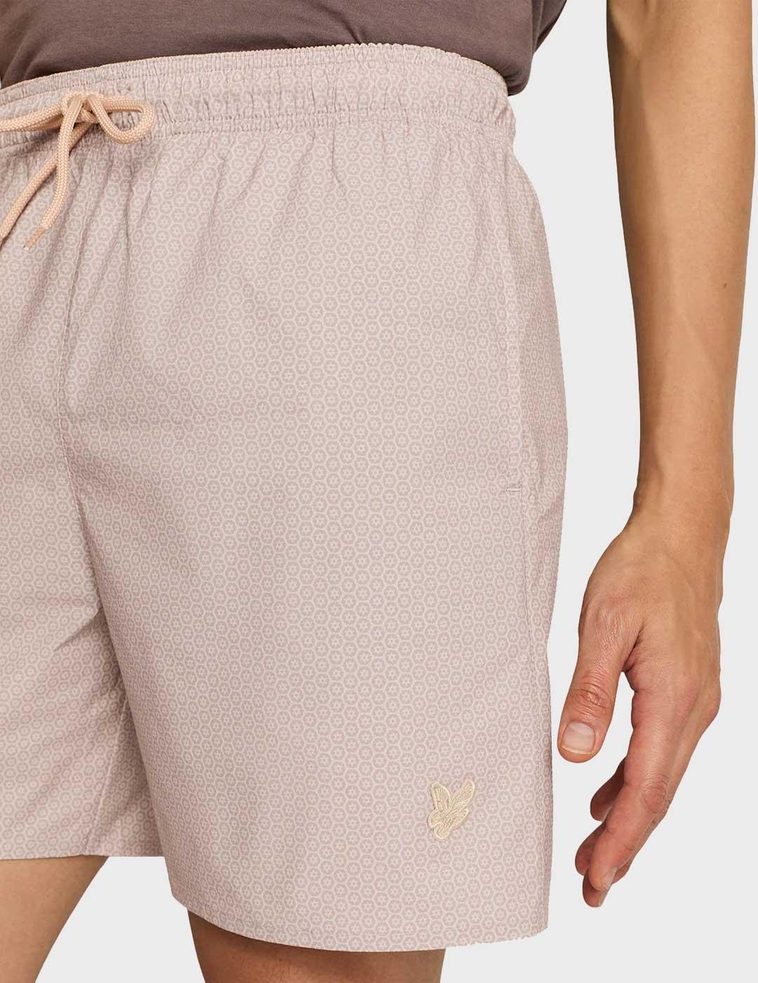 Lyle & Scott Geo Motif Printed bañador camel para hombre