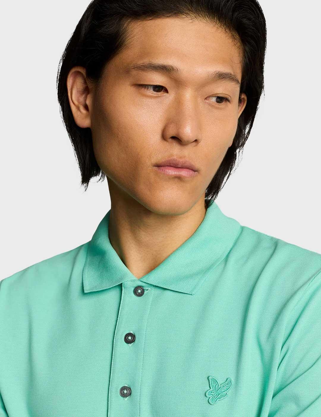 Lyle & Scott Superfine polo turquesa para hombre