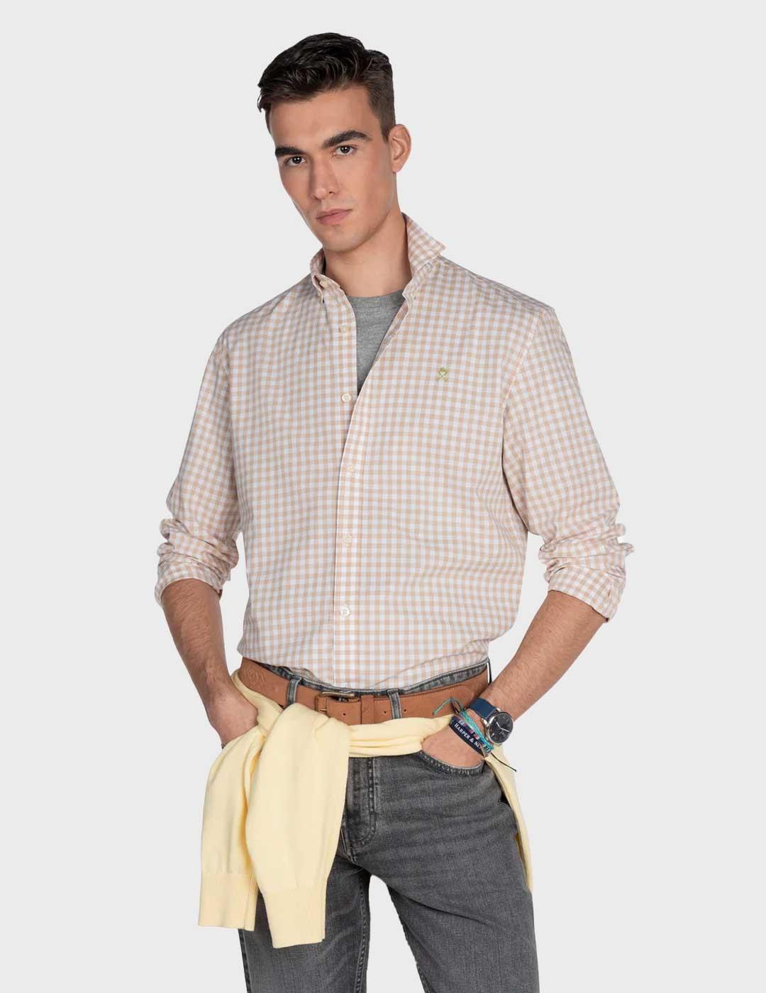 Harper & Neyer Vichy camisa camel para hombre