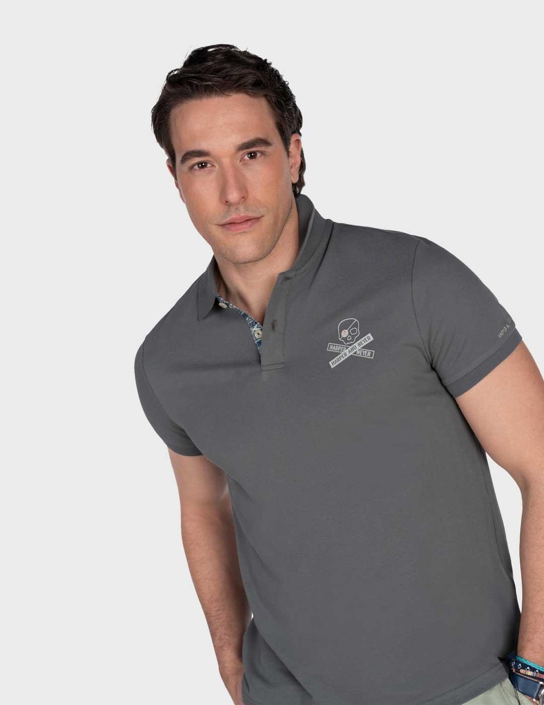 Harper & Neyer Pirate polo gris oscuro para hombre