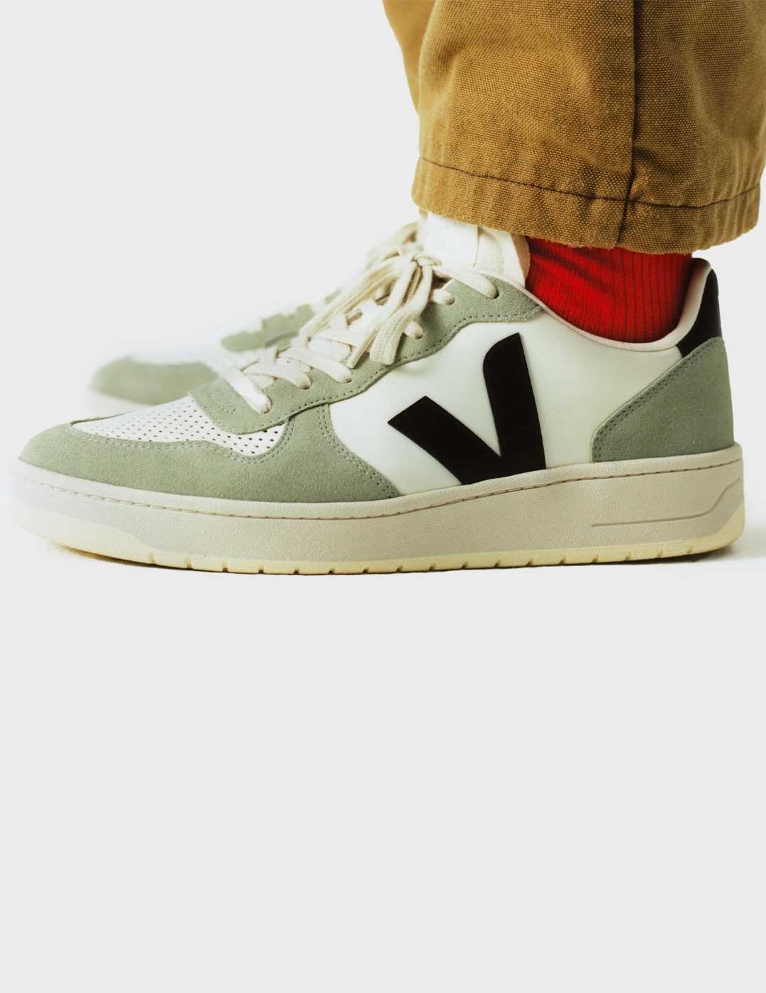 Veja V-10 Prime Leather zapatilla verde para hombre