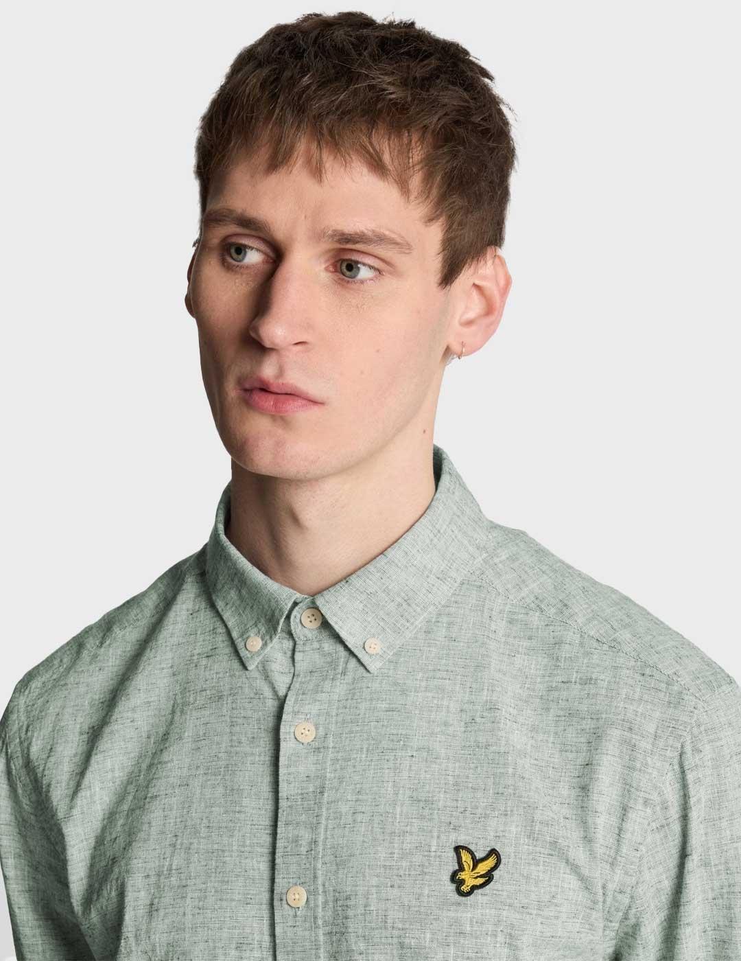 Lyle Linen Blend Oxford camisa verde para hombre