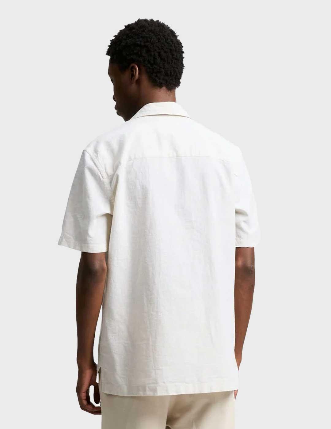 Lyle Linen Blen Oxford camisa beige para hombre