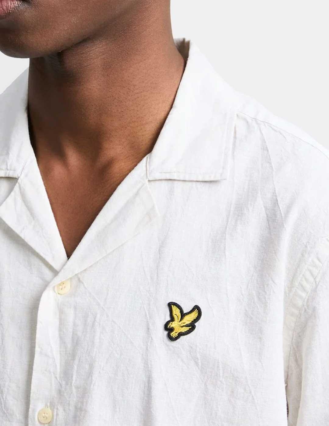 Lyle Linen Blen Oxford camisa beige para hombre