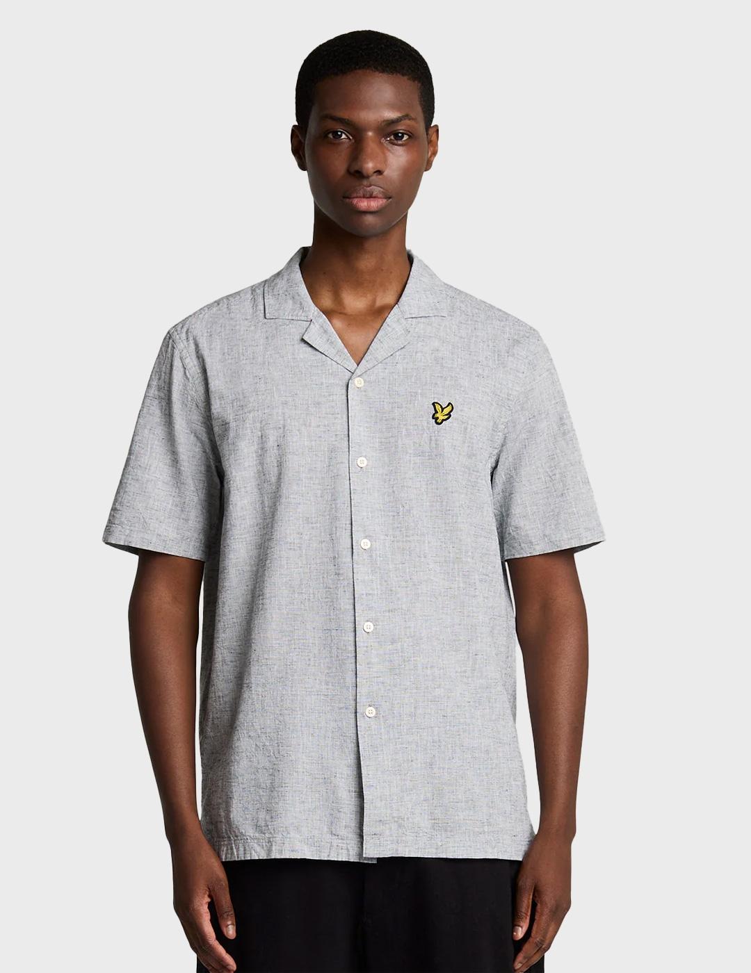 Lyle & Scott Linen Blen Oxford camisa marina para hombre