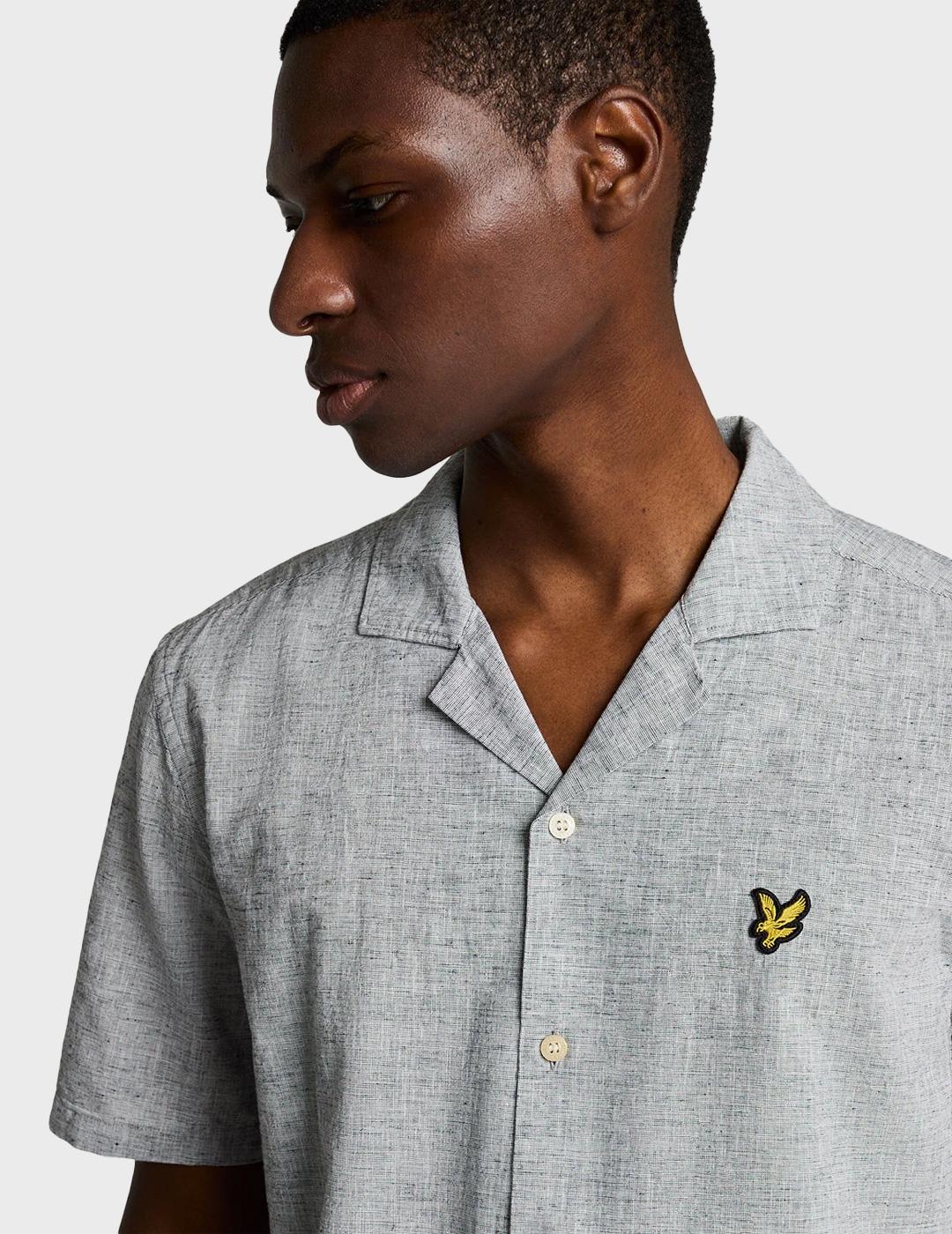 Lyle & Scott Linen Blen Oxford camisa marina para hombre