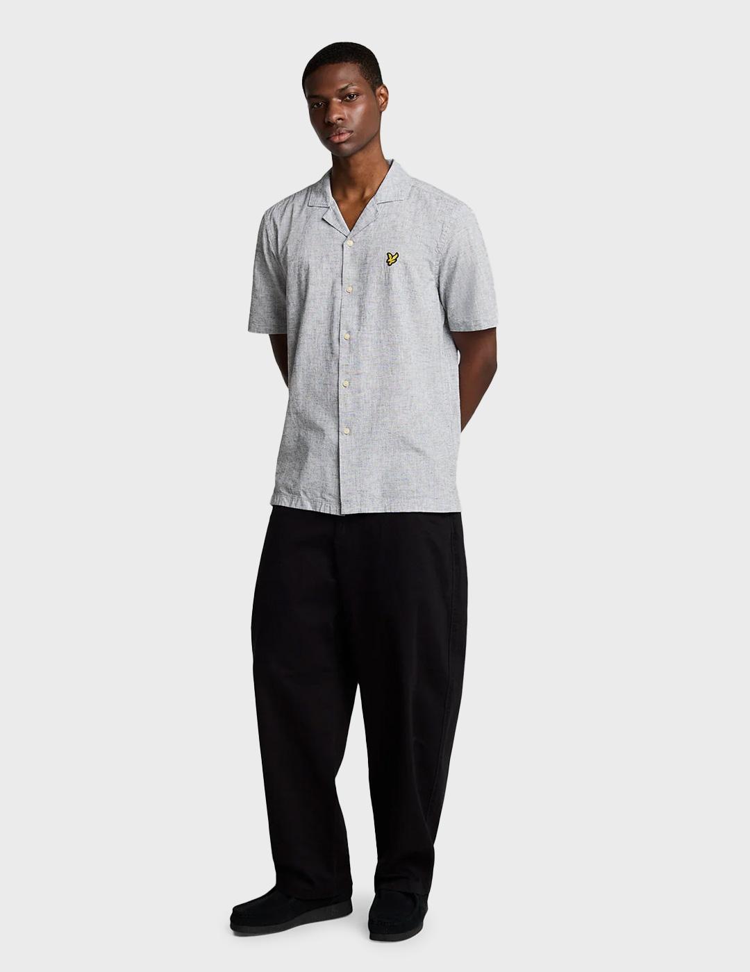 Lyle & Scott Linen Blen Oxford camisa marina para hombre