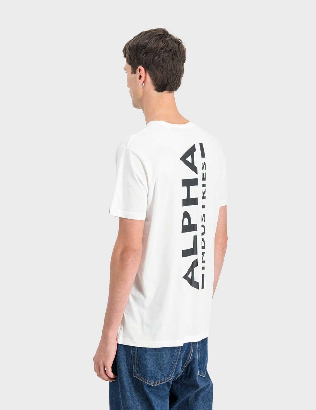 Alpha Backprint camiseta blanca para hombre