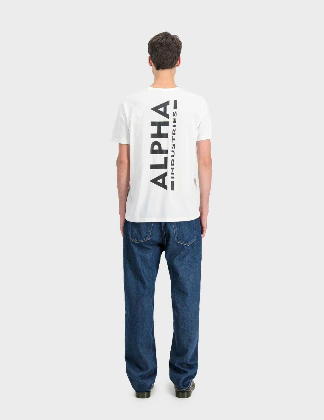 Alpha Backprint camiseta blanca para hombre