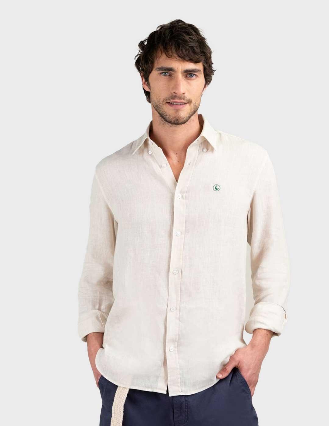 El Ganso camisa beige de lino para hombre
