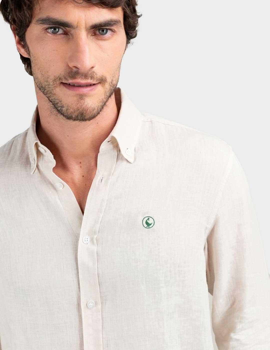 El Ganso camisa beige de lino para hombre