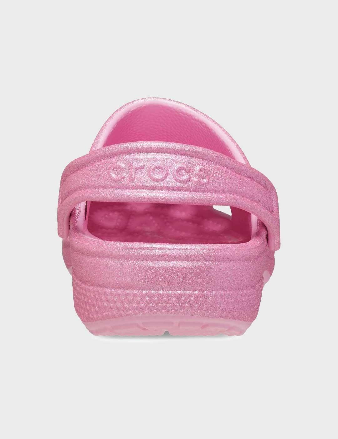 Crocs Classic Glitter Clog K zuecos rosas para niño y niña