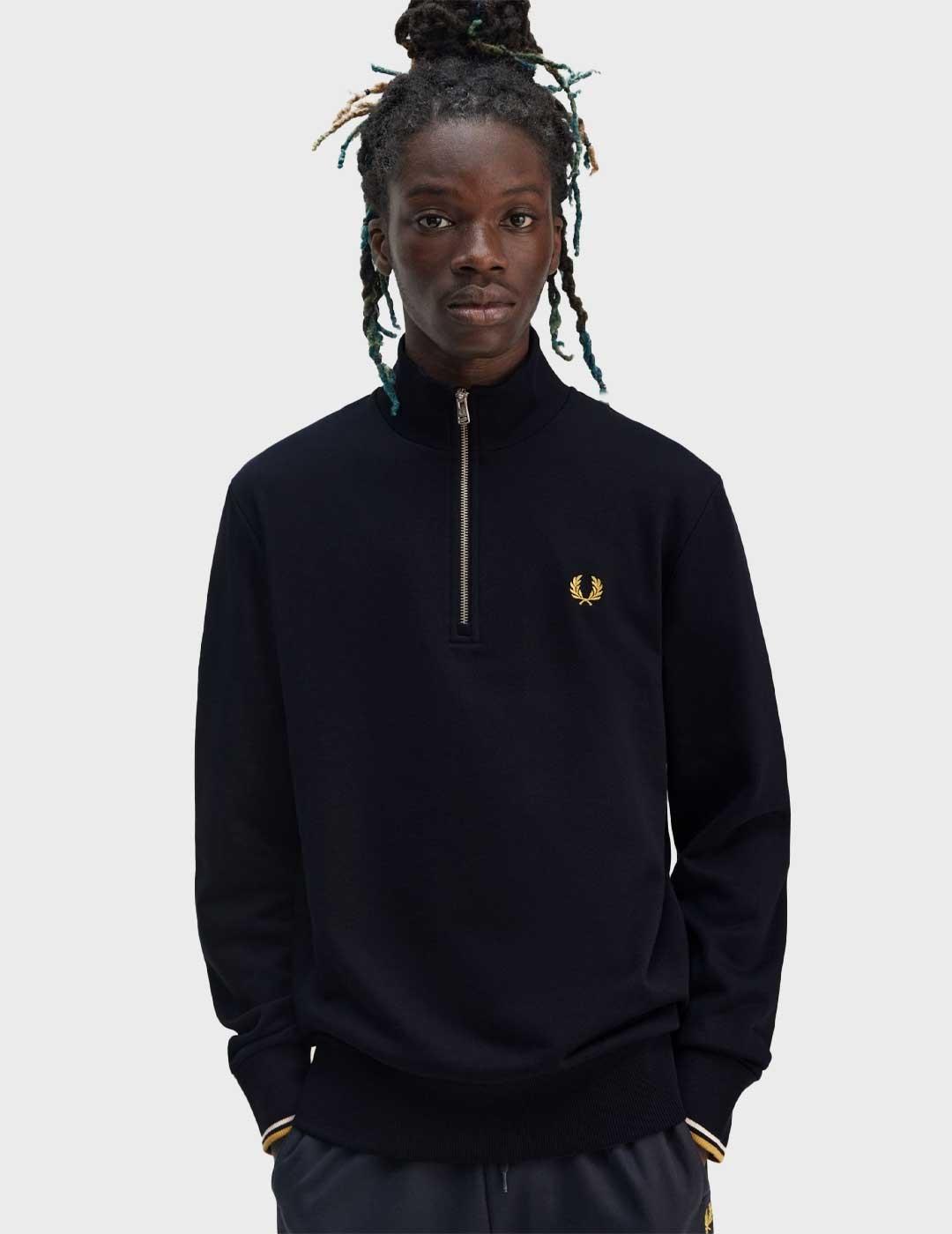 Fred Perry Half Zip sudadera azul marino para hombre