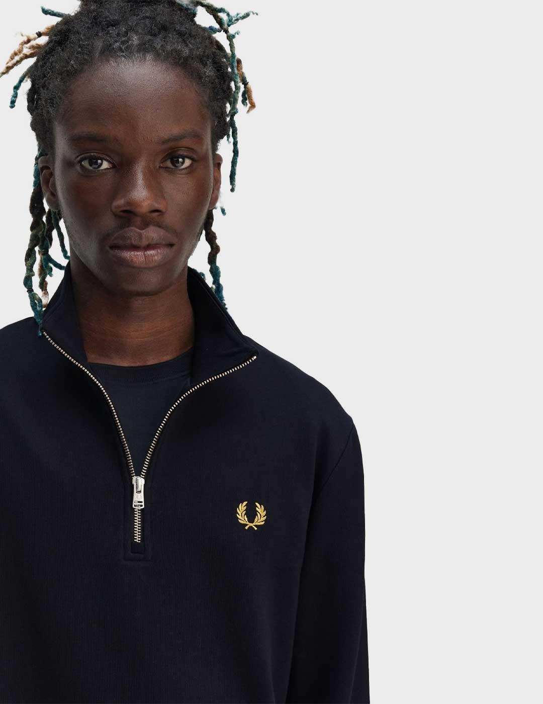 Fred Perry Half Zip sudadera azul marino para hombre