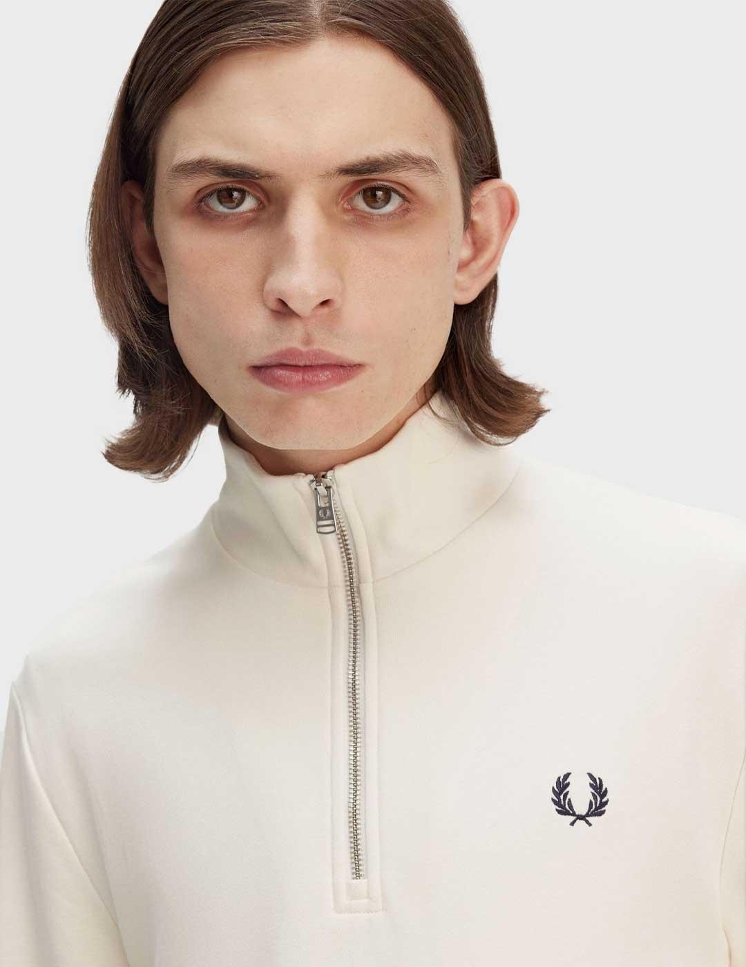 Fred Perry Half Zip sudadera beige para hombre