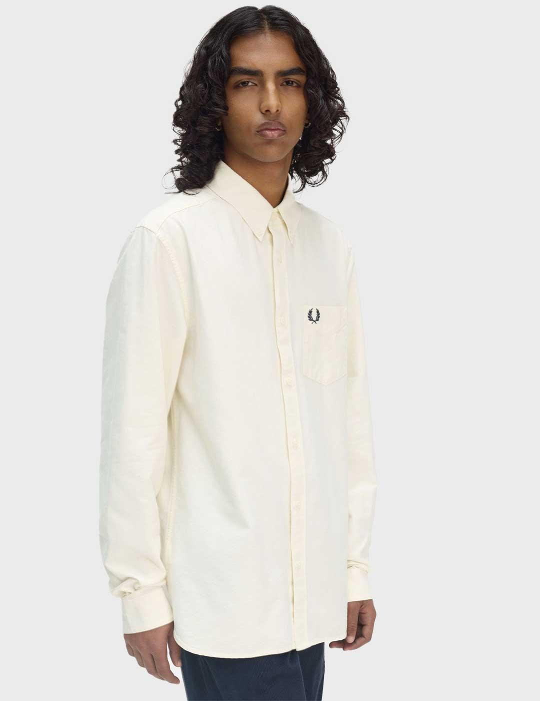 Fred Perry Oxford camisa beige para hombre