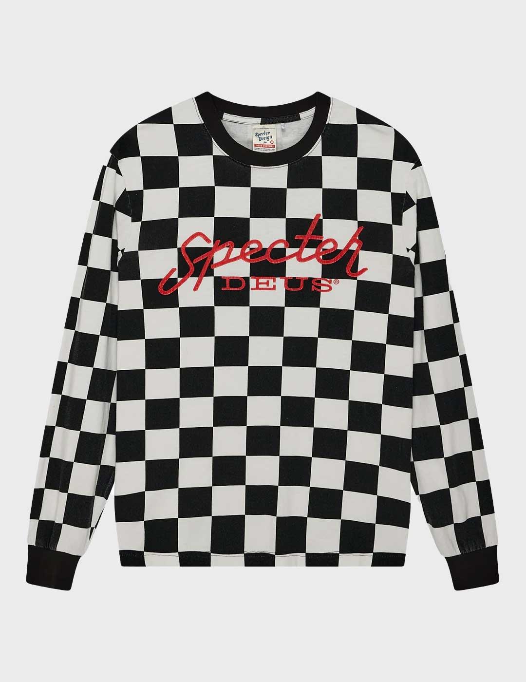 Deus Specter camiseta negra y blanca manga larga para hombre