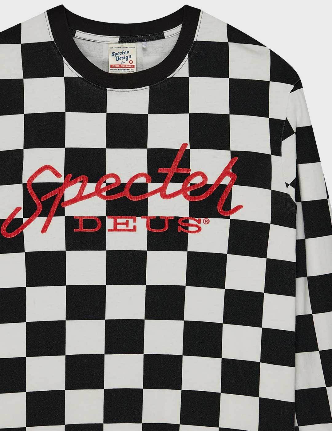 Deus Specter camiseta negra y blanca manga larga para hombre