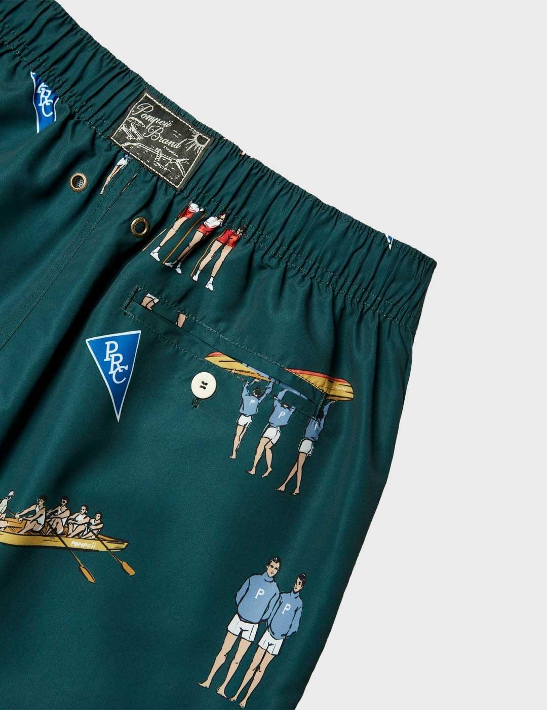 Pompeii Brand Rowing Pine bañador verde para hombre