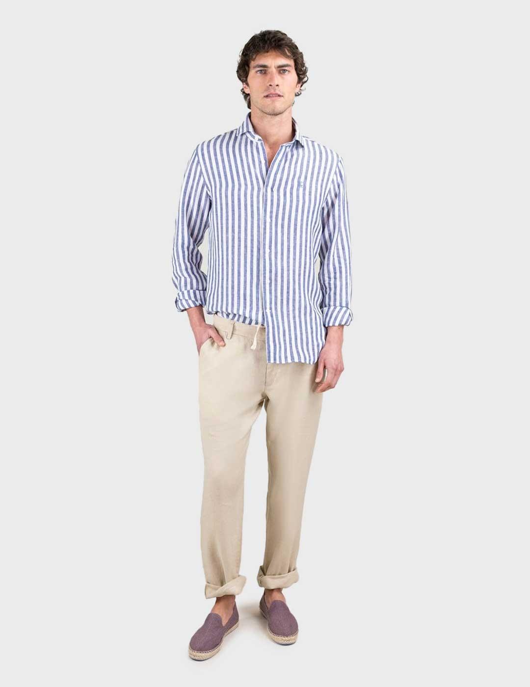 El Ganso pantalón beige de lino para hombre