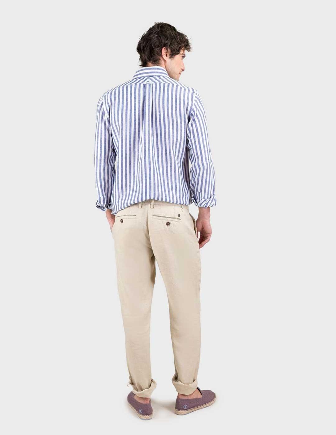 El Ganso pantalón beige de lino para hombre