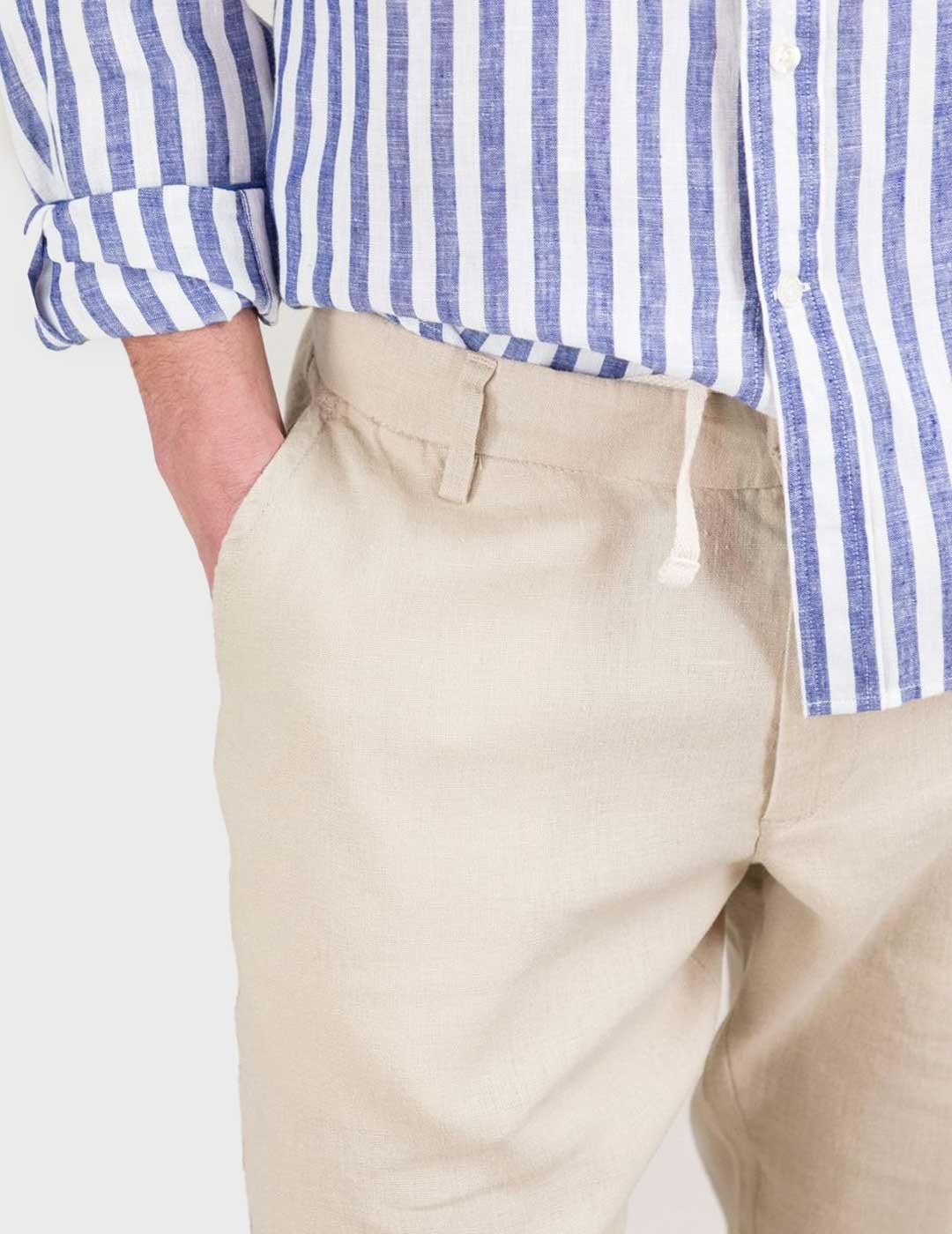 El Ganso pantalón beige de lino para hombre