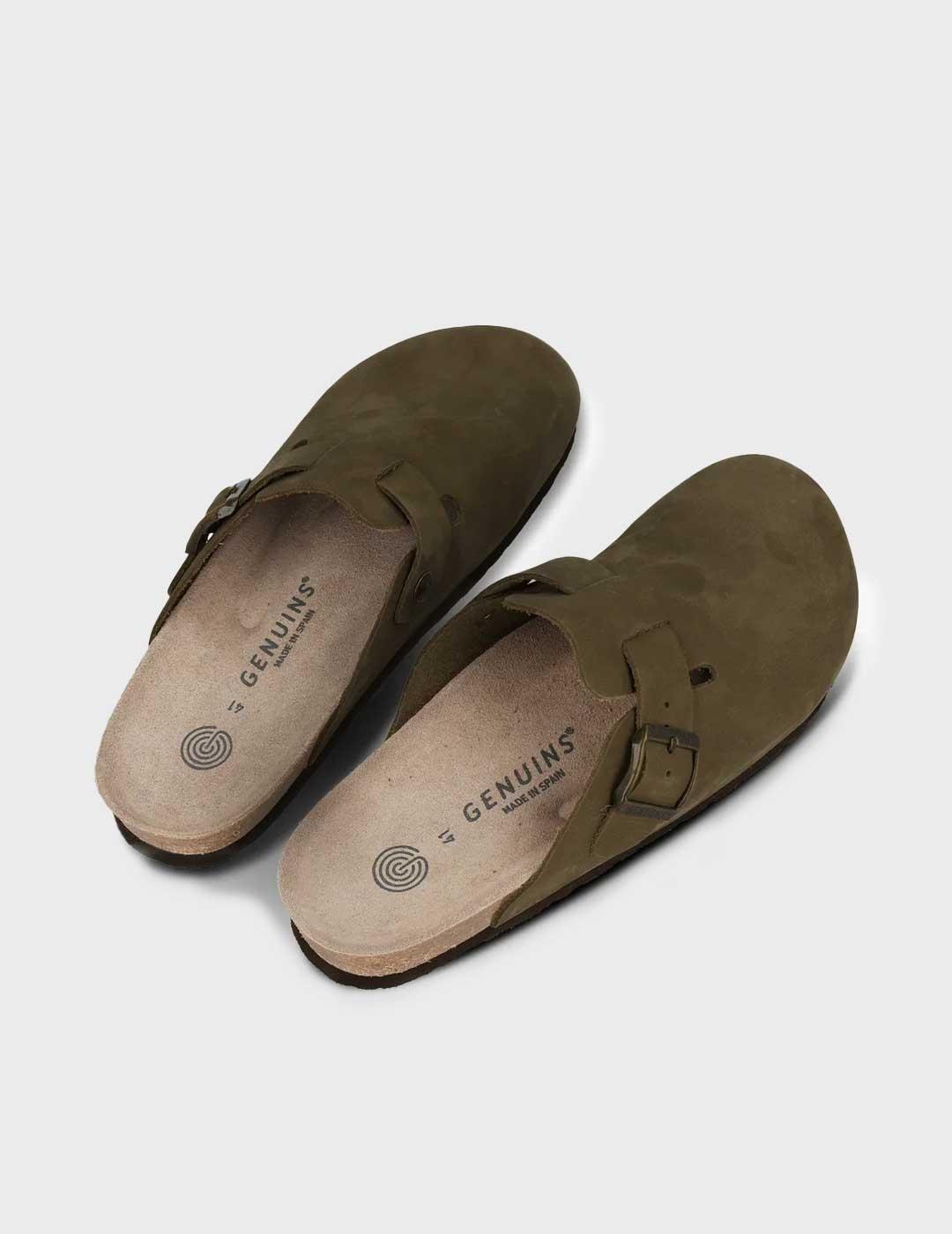 Genuins Riva Nubuck zueco verde para hombre y mujer