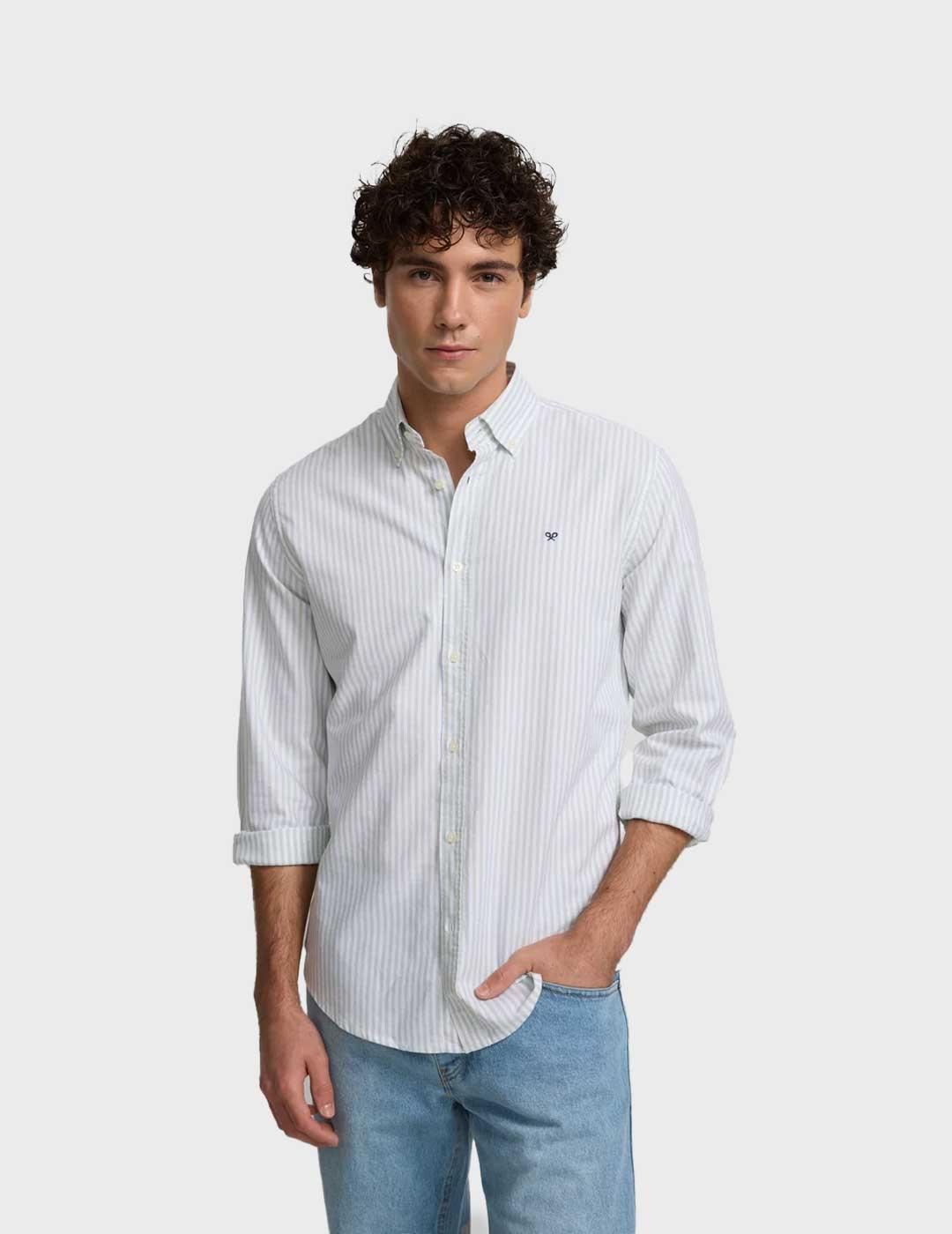 Silbon Sport Oxford camisa verde para hombre