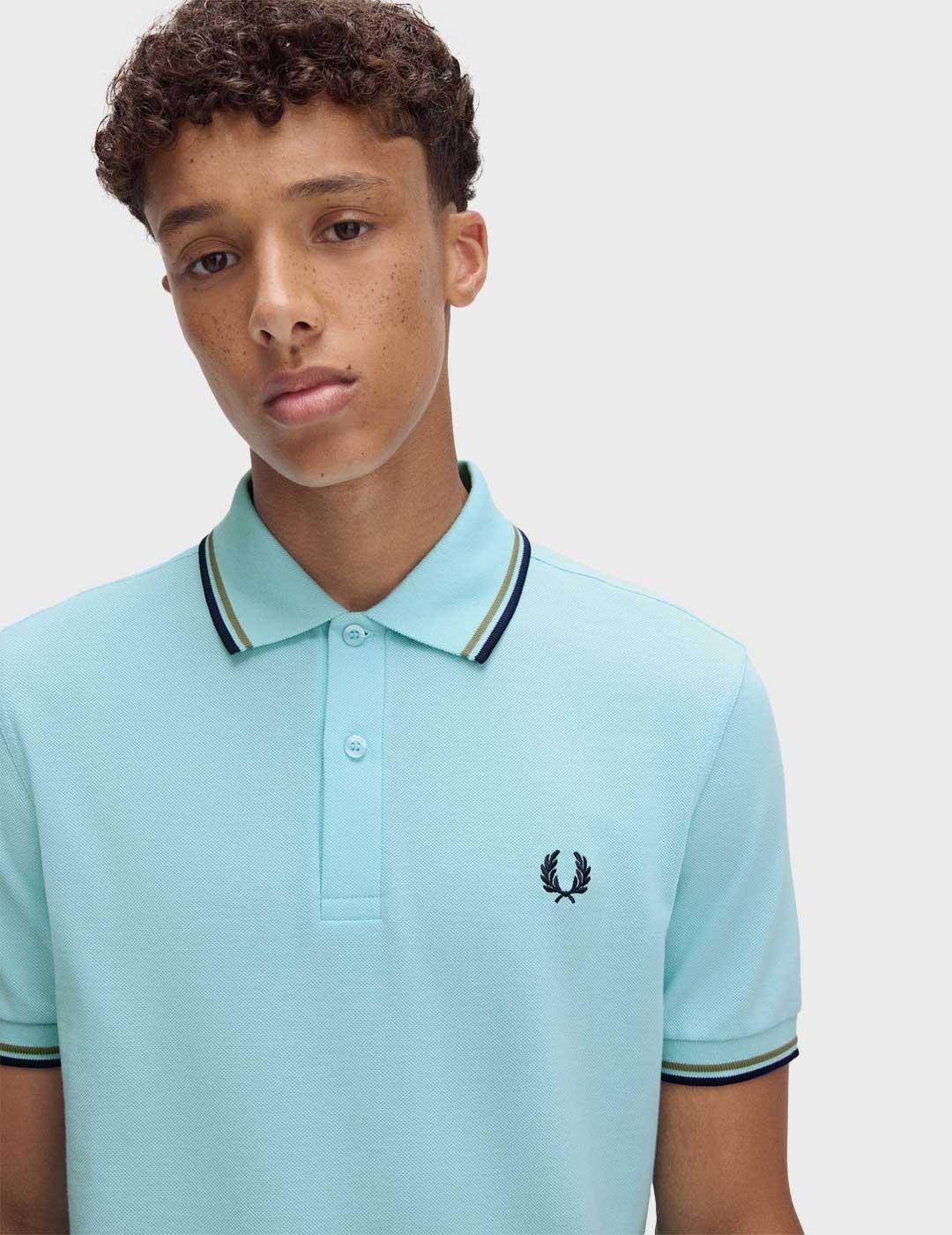 Fred Perry Twin Tipped polo azul claro para hombre