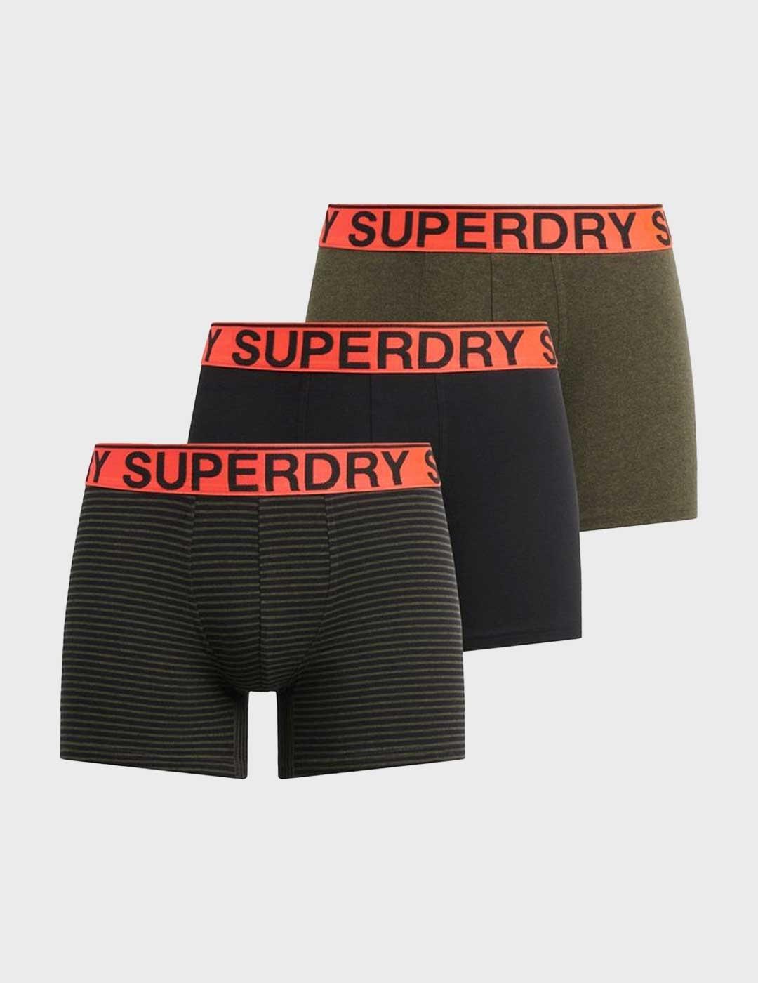 Superdry Boxer Triple calzoncillos negros para hombre