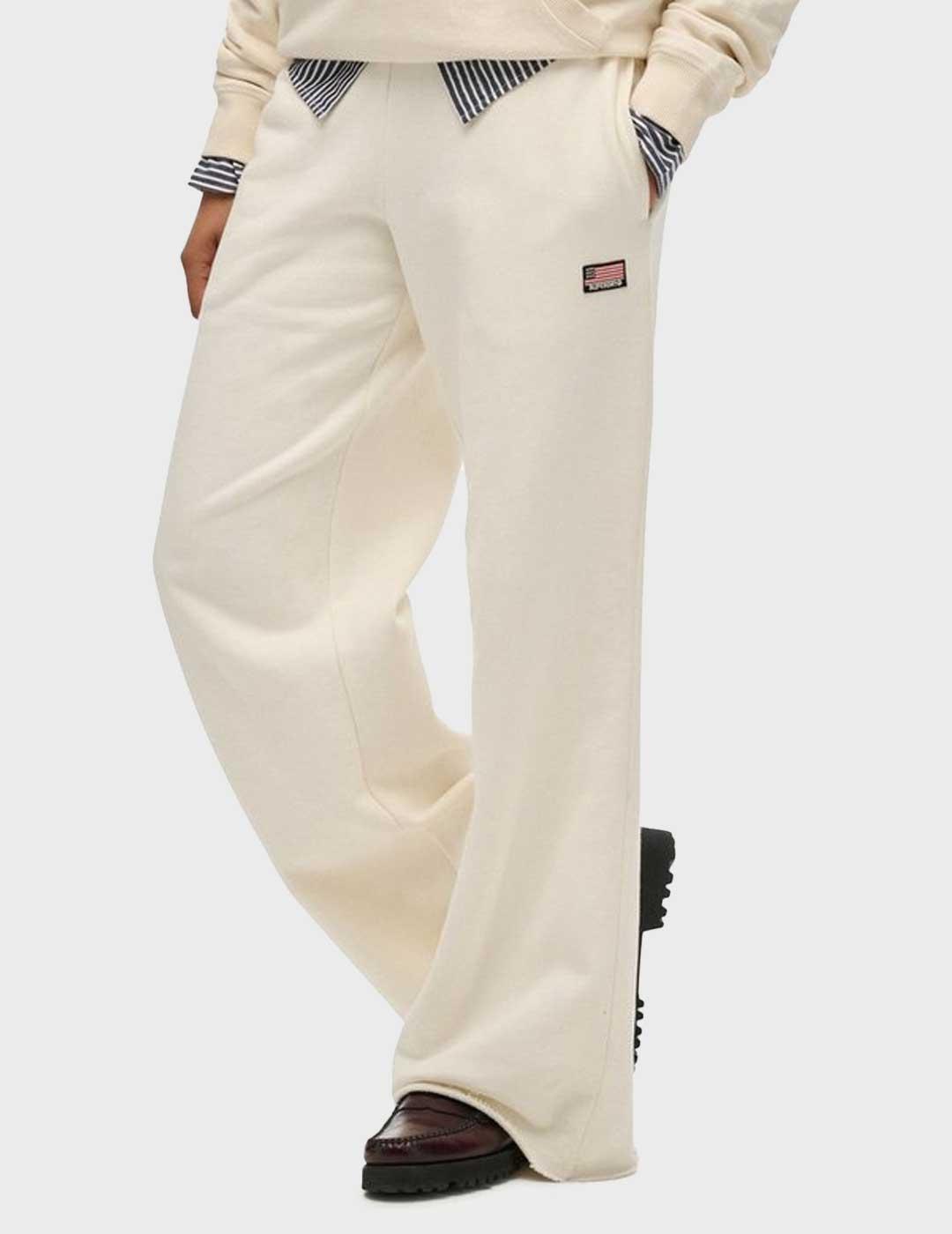 Superdry Ath Ess pantalón blanco para mujer