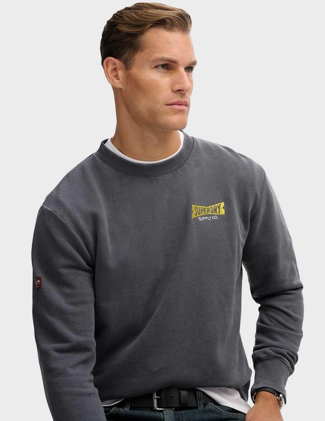 Superdry Heritage Tab Loose sudadera gris para hombre