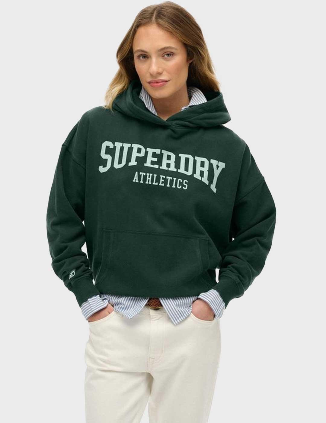 Superdry Ath Ess Relaxed sudadera verde para mujer