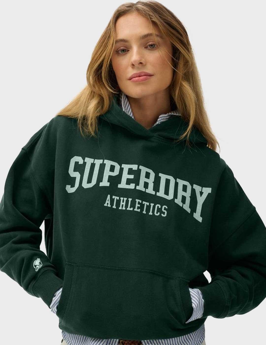 Superdry Ath Ess Relaxed sudadera verde para mujer