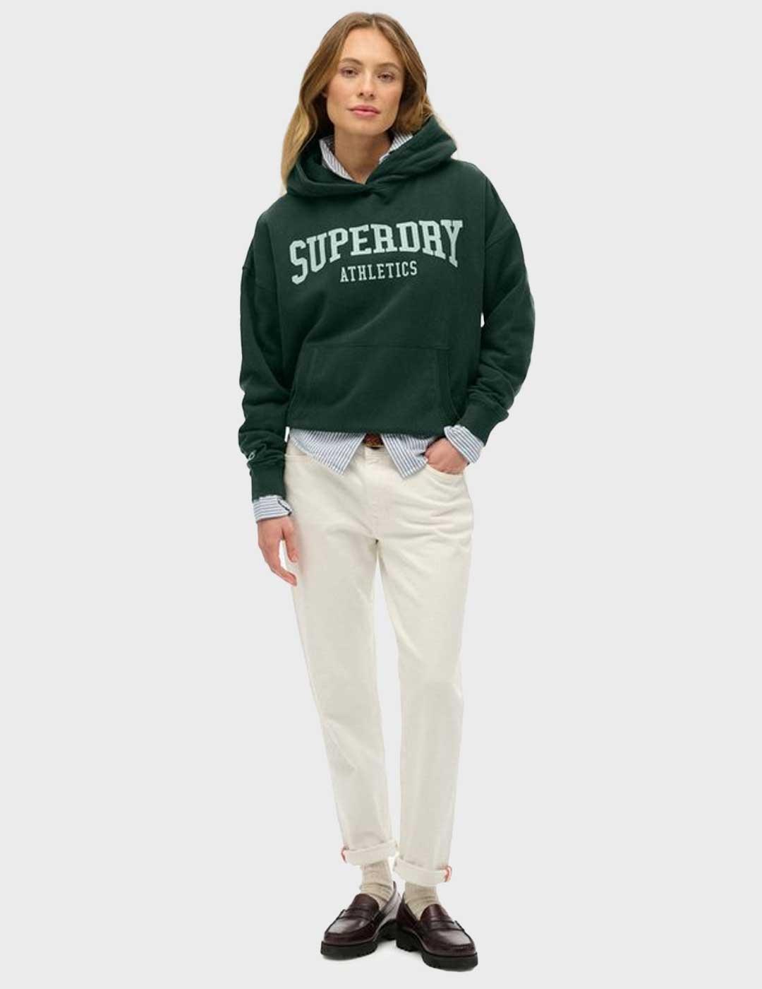Superdry Ath Ess Relaxed sudadera verde para mujer