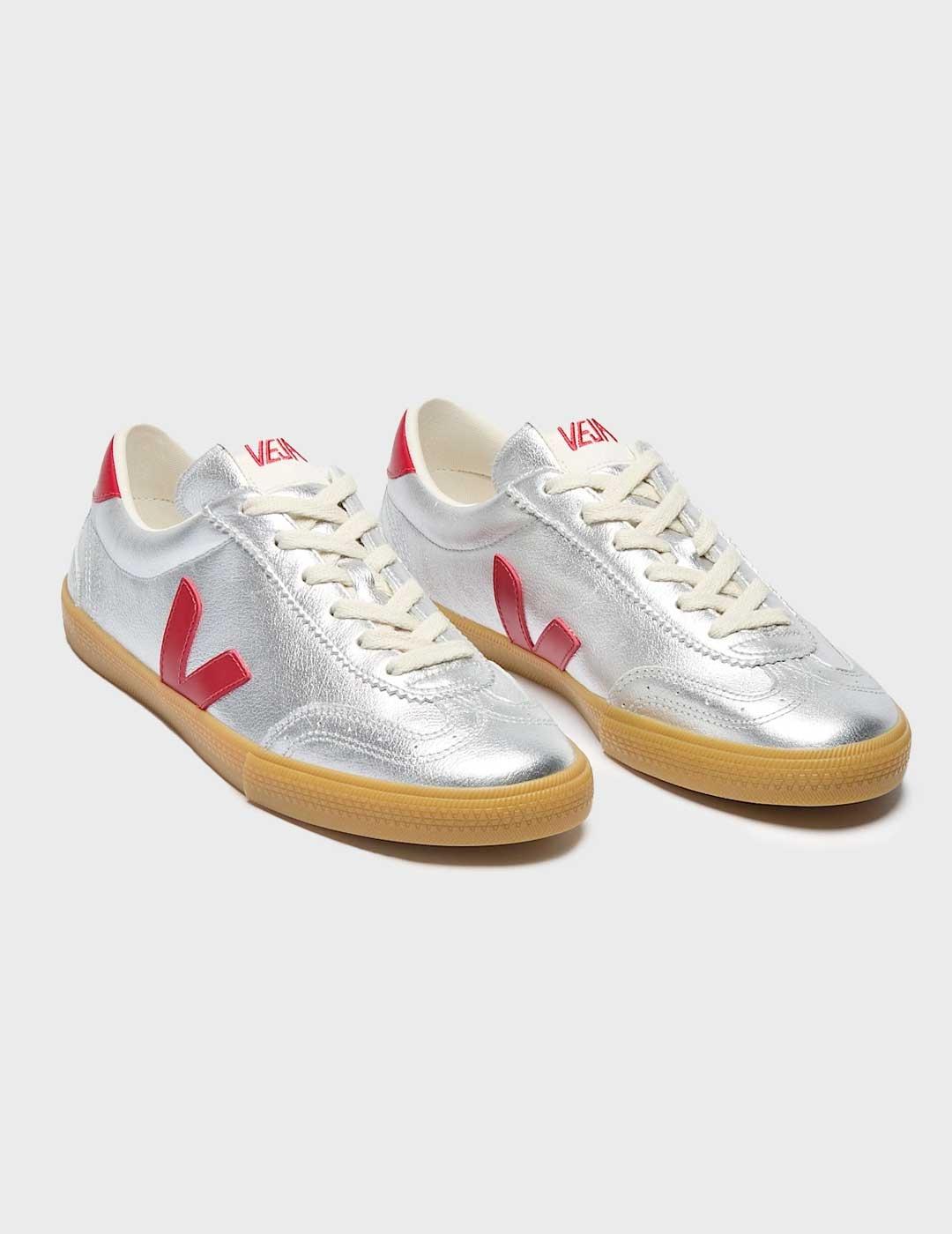 Veja Volley O.T. Leather zapatilla plateada para mujer