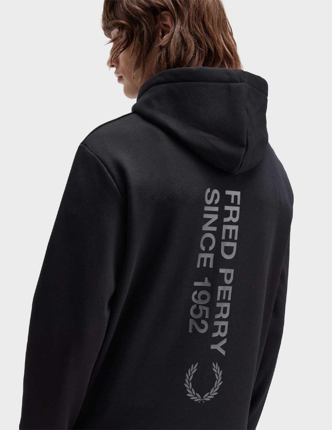 Fred Perry Bold Branding sudadera negra para hombre