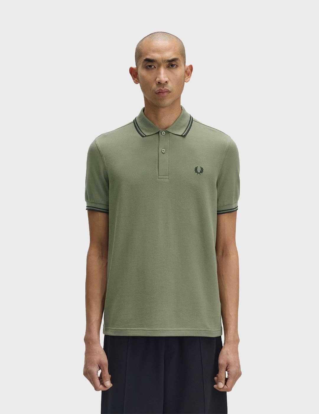 Fred Perry Twin Tipped polo verde para hombre