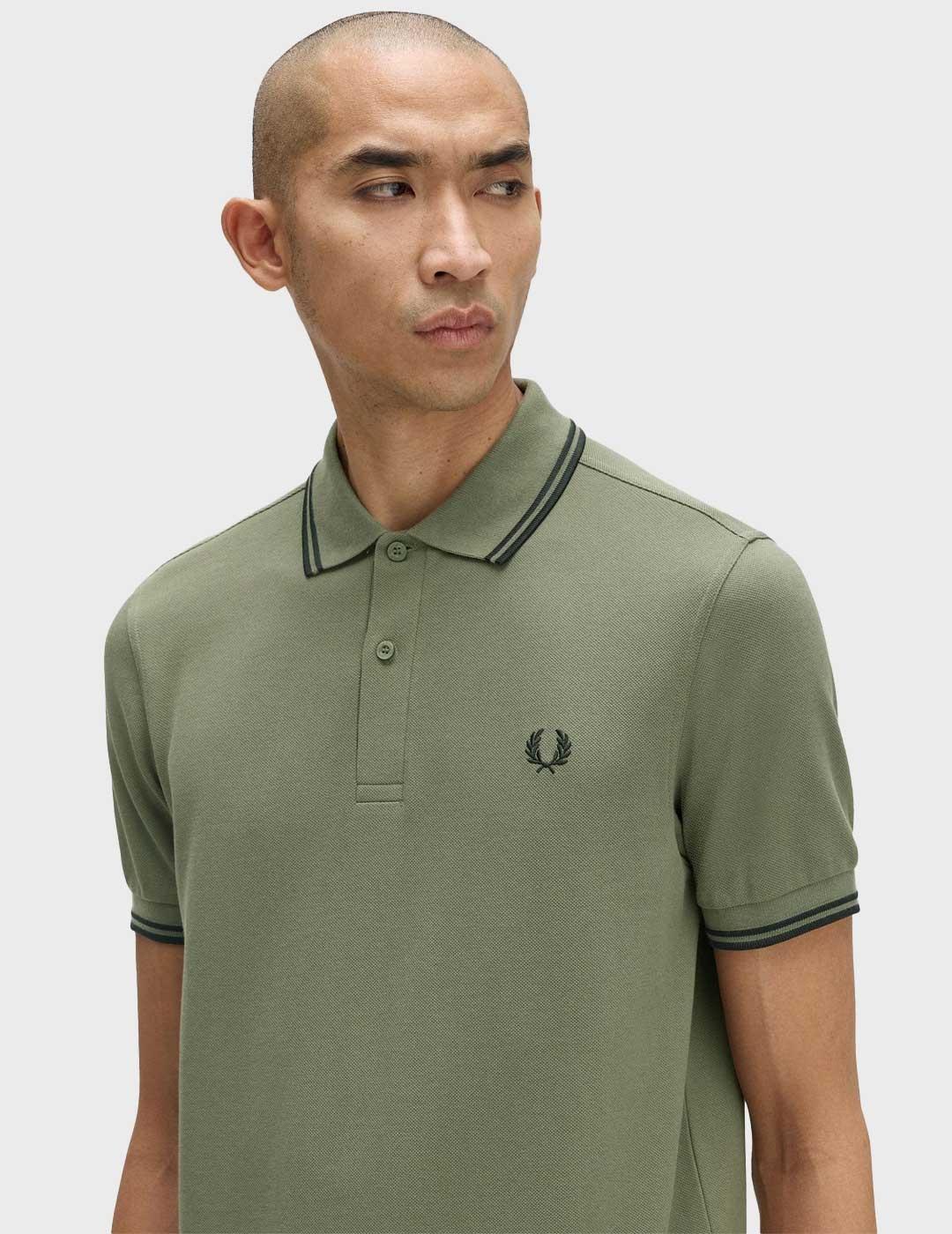 Fred Perry Twin Tipped polo verde para hombre