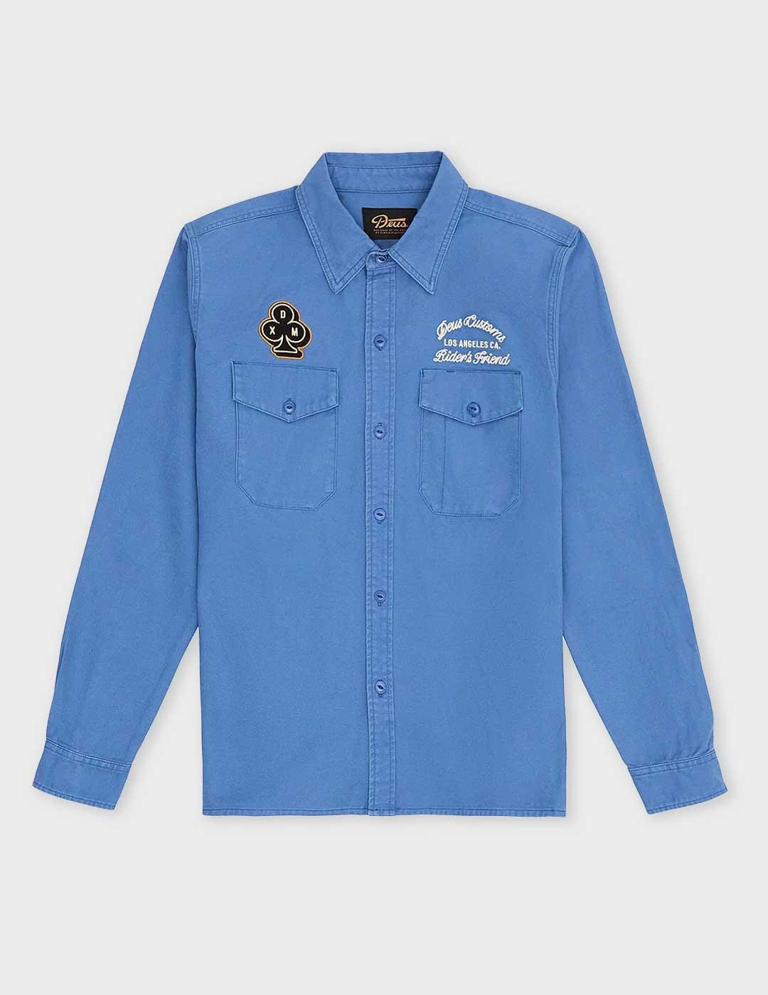 Deus Picklock camisa azul para hombre