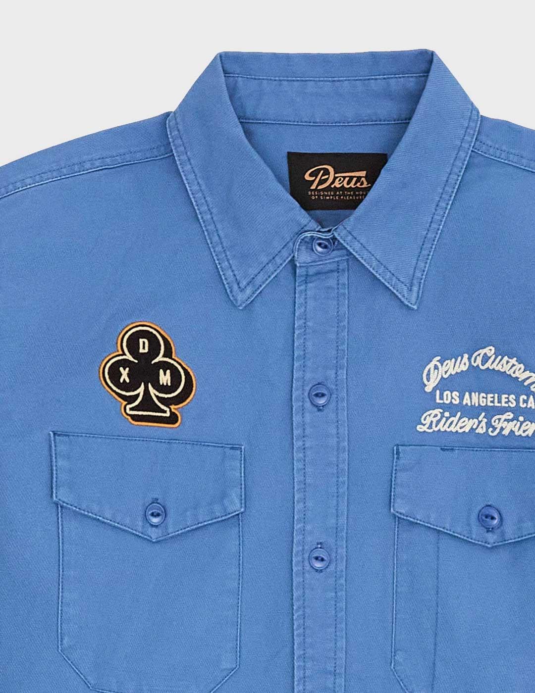 Deus Picklock camisa azul para hombre