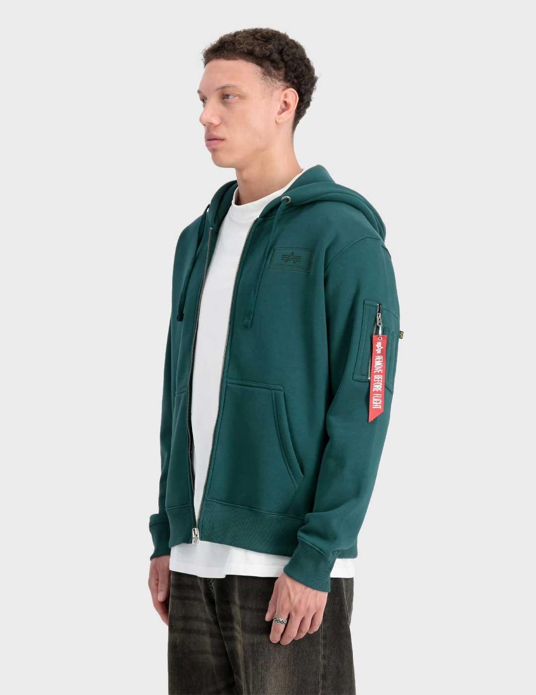 Alpha Back Print sudadera verde para hombre