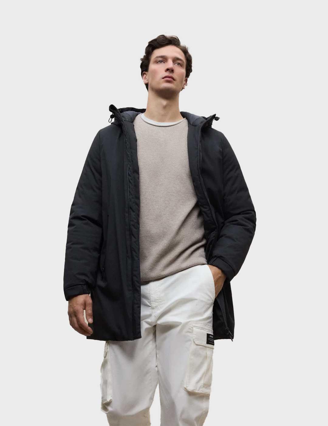 Ecoalf Pasu abrigo negro para hombre