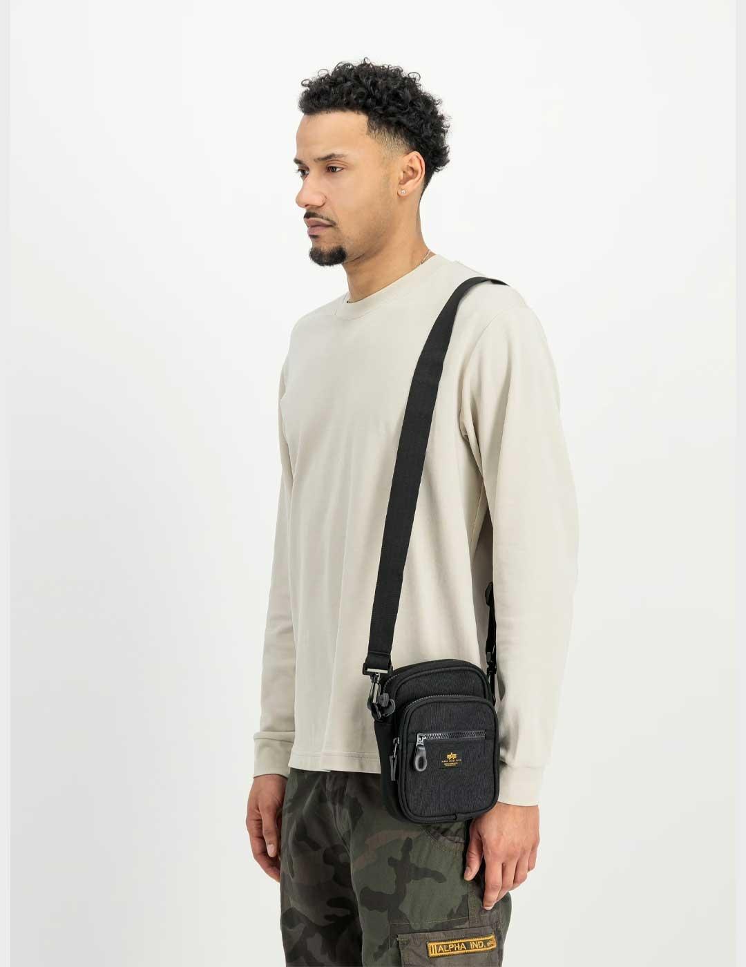 Alpha Label Messenger bandolera negra para hombre y mujer