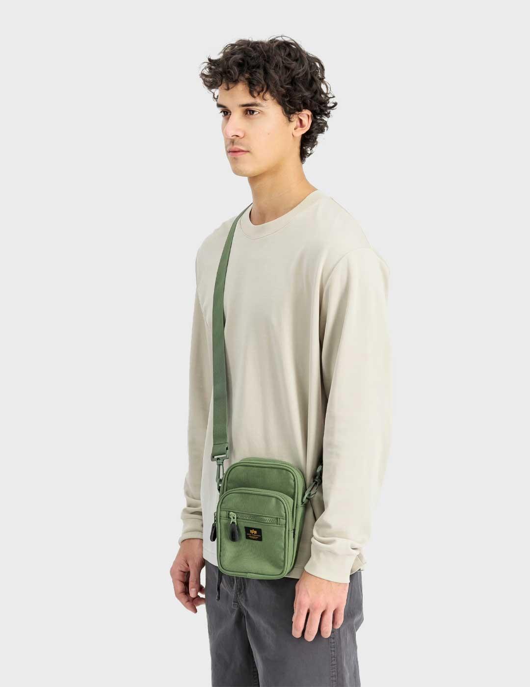 Alpha Label Messenger bandolera verde para hombre y mujer
