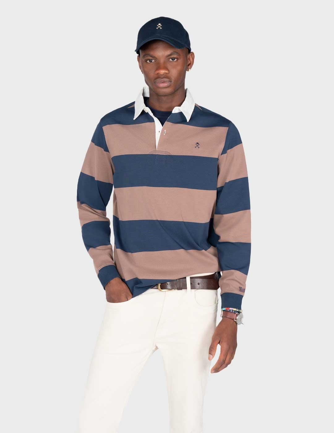 Harper & Neyer Rugby polo azul marino para hombre