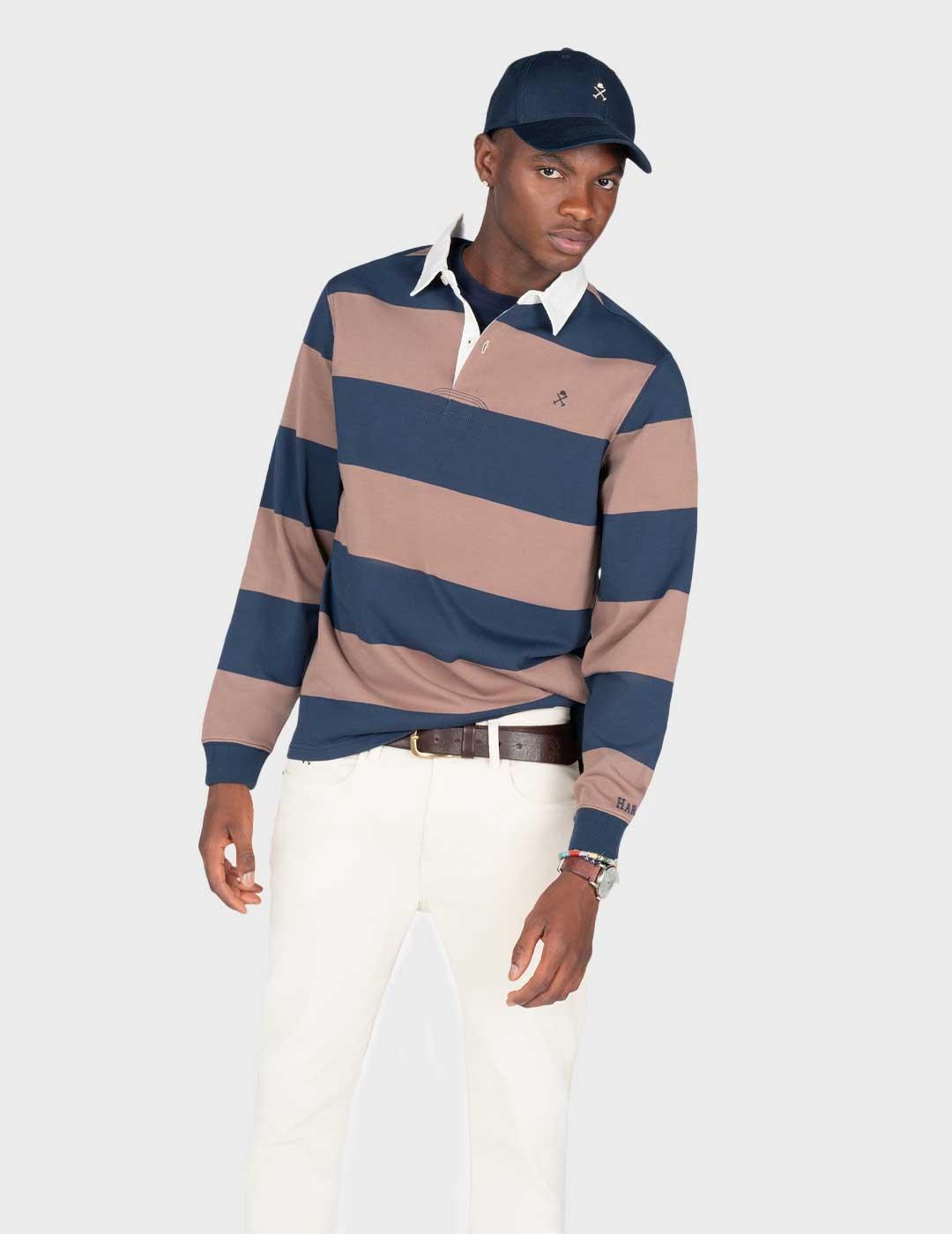 Harper & Neyer Rugby polo azul marino para hombre