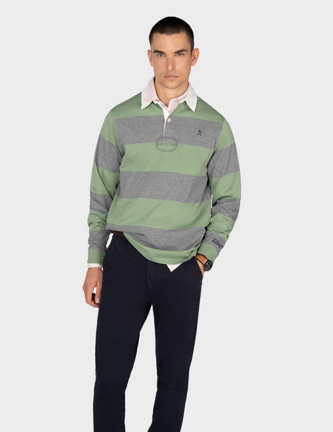 Harper & Neyer Rugby polo verde para hombre